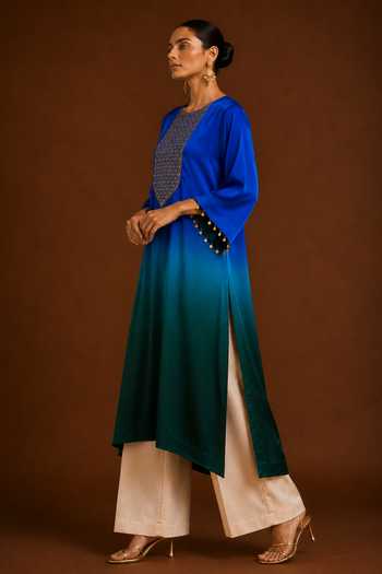 Buy AFRIYA Blue Organza, Satin, Chanderi Silk Round Neck Ombre Kaftan And Pant Set Online at Aza Fashions Buy_AFRIYA_Blue Organza, Satin, Chanderi Silk Round Neck Ombre Kaftan And Pant Set _Online_at_Aza_Fashions
