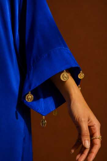 Buy AFRIYA Blue Organza, Satin, Chanderi Silk Round Neck Ombre Kaftan And Pant Set Buy_AFRIYA_Blue Organza, Satin, Chanderi Silk Round Neck Ombre Kaftan And Pant Set