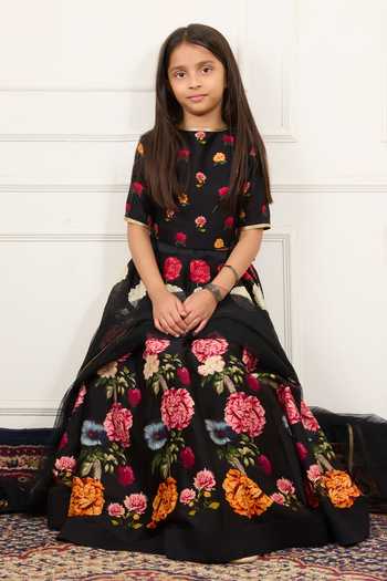 Mamma Plz Floral Print Blouse & Lehenga Set 