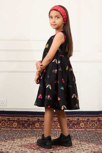 Buy Mamma Plz Black Chanderi, Voile Butterfly Moth Print Dress Online at Aza Fashions Buy_Mamma Plz_Black Chanderi, Voile Butterfly Moth Print Dress _Online_at_Aza_Fashions