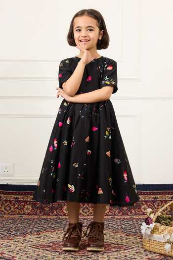 Buy Mamma Plz Black Chanderi, Voile Printed Midi Dress Online at Aza Fashions Buy_Mamma Plz_Black Chanderi, Voile Printed Midi Dress _Online_at_Aza_Fashions