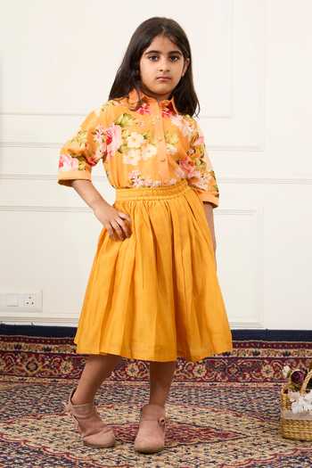 Mamma Plz Printed Shirt & Skirt Set 