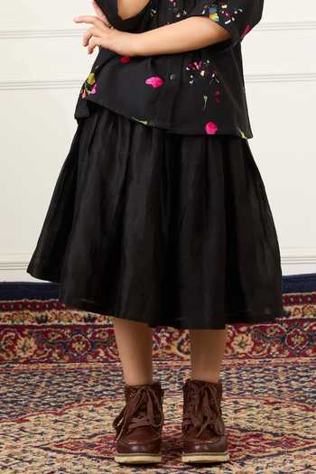 Buy Mamma Plz Black Chanderi, Voile Printed Shirt And Skirt Set Online at Aza Fashions Buy_Mamma Plz_Black Chanderi, Voile Printed Shirt And Skirt Set _Online_at_Aza_Fashions