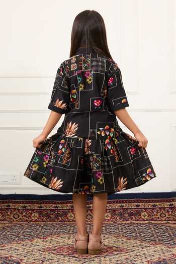 Mamma Plz Patchwork Print Shirt & Skirt Set 