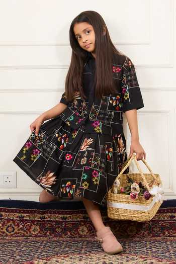 Mamma Plz Patchwork Print Shirt & Skirt Set 