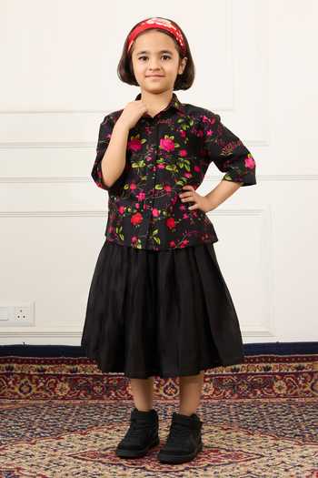 Mamma Plz Floral Print Shirt & Skirt Set 