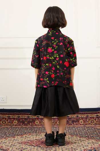 Mamma Plz Floral Print Shirt & Skirt Set 