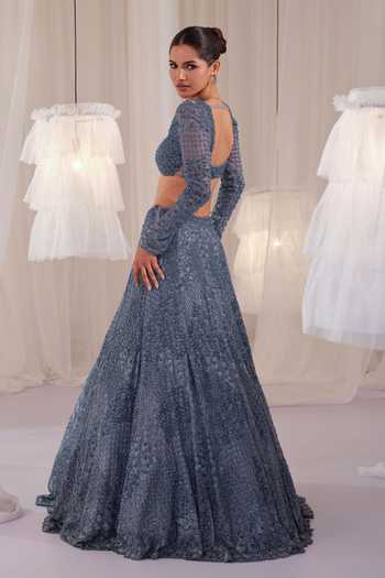 K&A By Karishma and Ashita Embroidered Blouse & Lehenga Set 