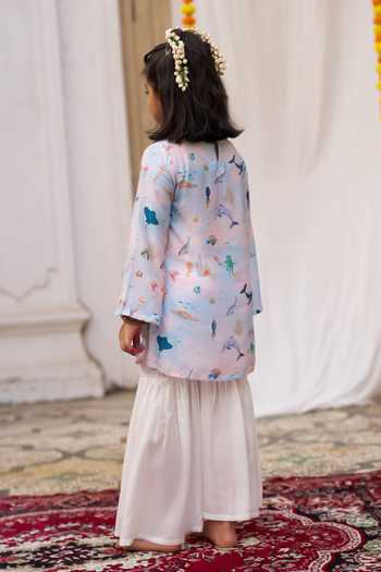 Funny Bones Clothings Ocean Whisper Print Kurta & Sharara Set 