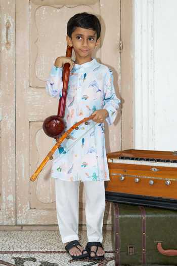 Funny Bones Clothings Ocean Whisper Print Kurta Set 