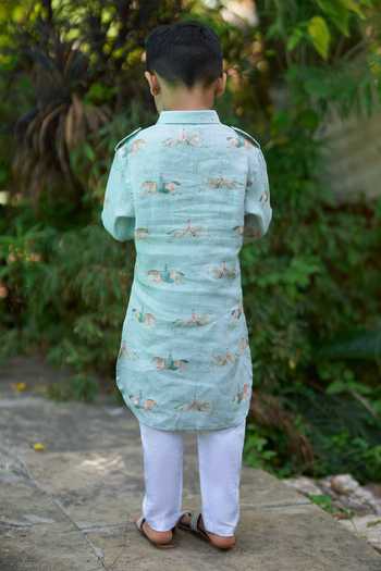 Funny Bones Clothings The Mare & Stallion Pure Linen Kurta Set 
