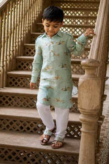 Funny Bones Clothings The Mare & Stallion Pure Linen Kurta Set 
