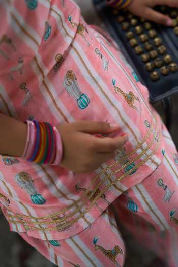 Buy_Funny Bones Clothings_Pink Silk The Showman Printed Kurta And Pant Set _Online_at_Aza_Fashions