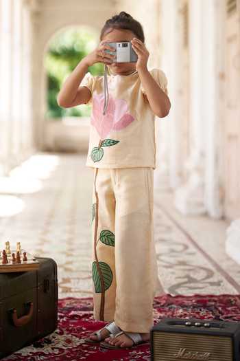 Shop Funny Bones Clothings Beige Silk Magnolia Garden Embroidered Top And Pant Set Online at Aza Fashions Shop_Funny Bones Clothings_Beige Silk Magnolia Garden Embroidered Top And Pant Set _Online_at_Aza_Fashions