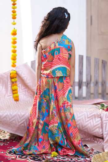 Funny Bones Clothings Rang Mahal Silk Top & Skirt Set 