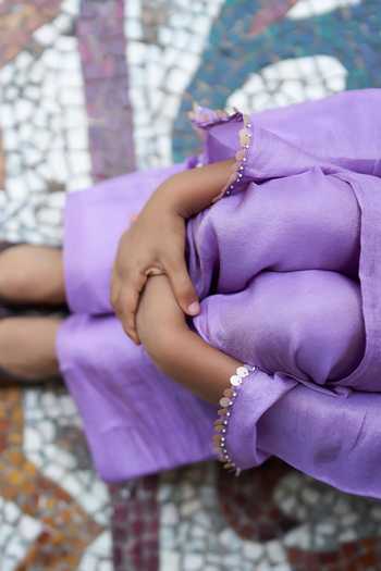 Buy_Funny Bones Clothings_Purple Silk Ragas Pure Kurta And Palazzo Set _Online_at_Aza_Fashions