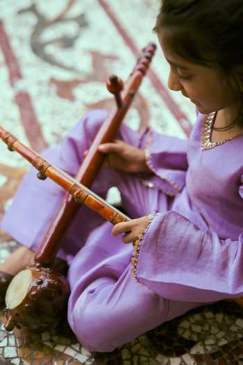 Shop_Funny Bones Clothings_Purple Silk Ragas Pure Kurta And Palazzo Set _Online_at_Aza_Fashions