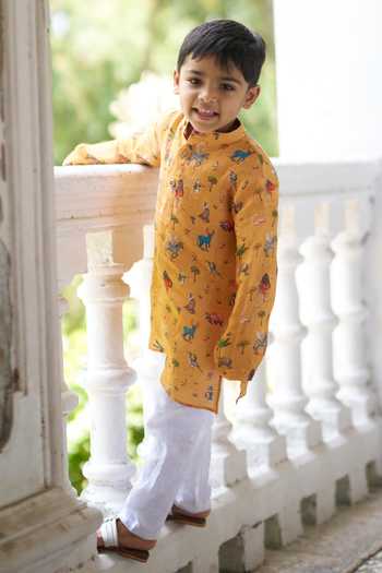 Funny Bones Clothings Zoo Print Kurta Set 