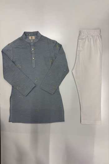 Funny Bones Clothings Dusty Starlight Hand Embroidered Kurta Set 