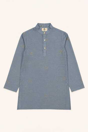 Funny Bones Clothings Grey Cotton Dusty Starlight Hand Embroidered Kurta Set Online at Aza Fashions Funny Bones Clothings_Grey Cotton Dusty Starlight Hand Embroidered Kurta Set _Online_at_Aza_Fashions