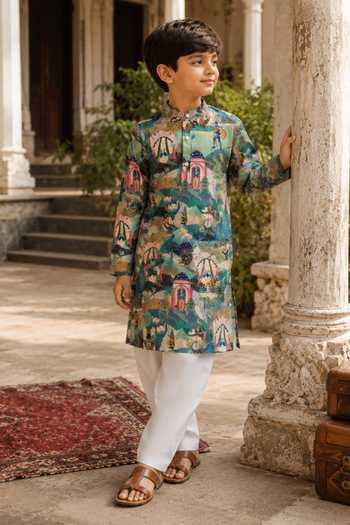 Funny Bones Clothings Storybook Menagerie Printed Kurta Set 