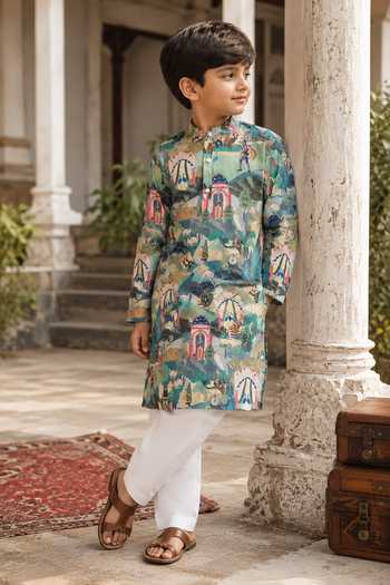 Funny Bones Clothings Storybook Menagerie Printed Kurta Set 
