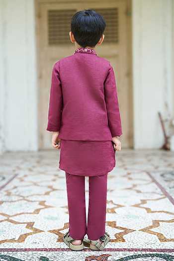 Funny Bones Clothings Palm & Panther Embroidered Bundi Set 