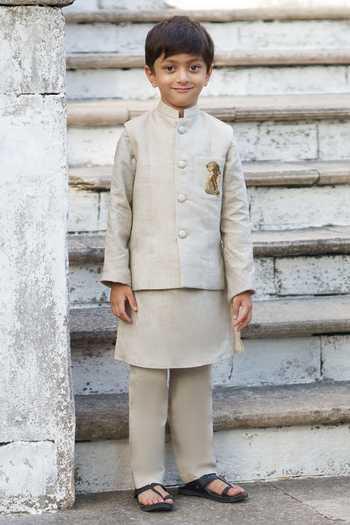 Funny Bones Clothings The Aristocrat Embroidered Bundi Set 