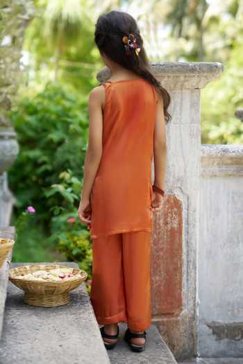 Funny Bones Clothings Terra Bloom Embroidered Kurta & Palazzo Set 