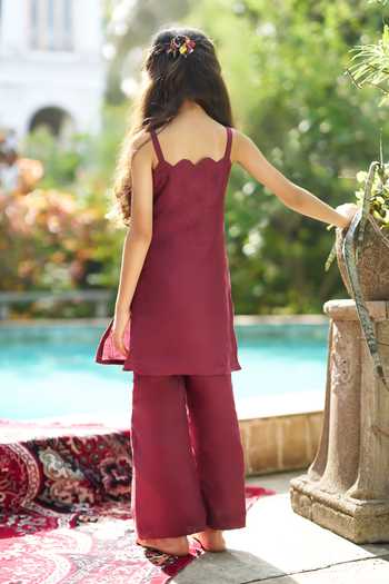 Funny Bones Clothings Linen Embroidered Kurta & Palazzo Set 