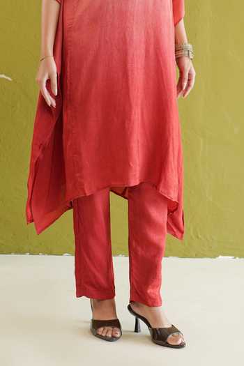 Masoomm Coral Shantoon V-neck Ombre Embroidered Kaftan And Pant Set Online at Aza Fashions Masoomm_Coral Shantoon V-neck Ombre Embroidered Kaftan And Pant Set _Online_at_Aza_Fashions