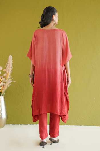 Masoomm Ombre Embroidered Kaftan & Pant Set 