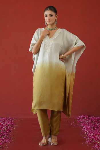 Masoomm Ombre Embroidered Kaftan & Pant Set 