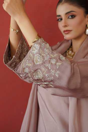 Shop Masoomm Purple Shantoon, Organza V-neck Floral Zari Embroidered Kurta Set Shop_Masoomm_Purple Shantoon, Organza V-neck Floral Zari Embroidered Kurta Set