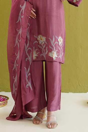 Buy Masoomm Purple Cotton, Organza, Shantoon V-neck, Yes Thread Work Kurta Pant Set Online at Aza Fashions Buy_Masoomm_Purple Cotton, Organza, Shantoon V-neck, Yes Thread Work Kurta Pant Set _Online_at_Aza_Fashions