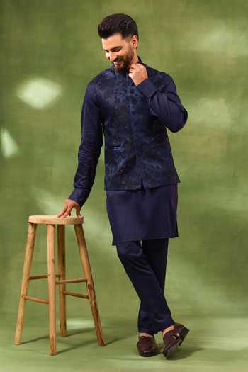 SPRING BREAK Floral Woven Bundi & Kurta Set