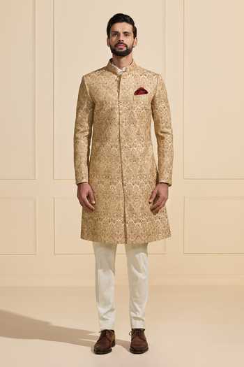 Raghavendra Rathore Jodhpur Gilded Gold Tapestry Royale Sherwani 