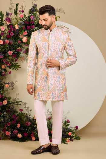 Kasbah Floral Thread Embroidered Sherwani 