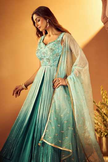 Samyukta Singhania Embroidered Slit Kurta Lehenga Set 