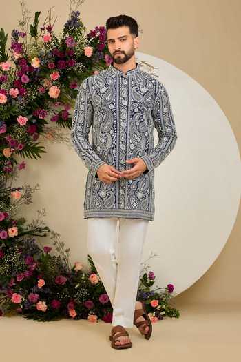 Kasbah Chikankari Paisley Embroidered Kurta 
