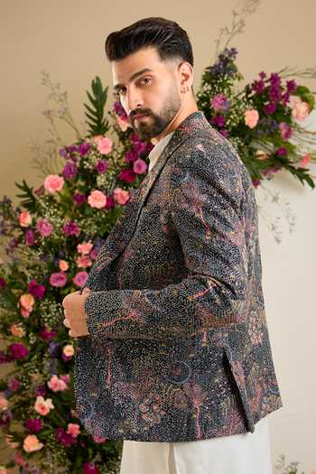 Buy Kasbah Grey Georgette The Savile Nocturne Blazer Online at Aza Fashions Buy_Kasbah_Grey Georgette The Savile Nocturne Blazer _Online_at_Aza_Fashions