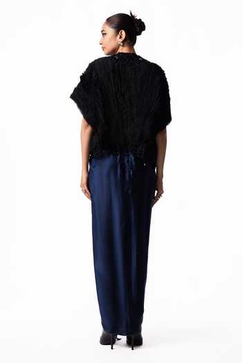 Nupur Kanoi Fur Gilet With Embroidered Bustier Dress 