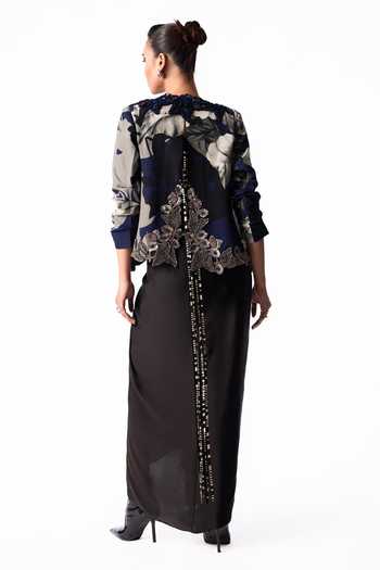 Nupur Kanoi Slit Blazer With Front Knot Skirt Set
