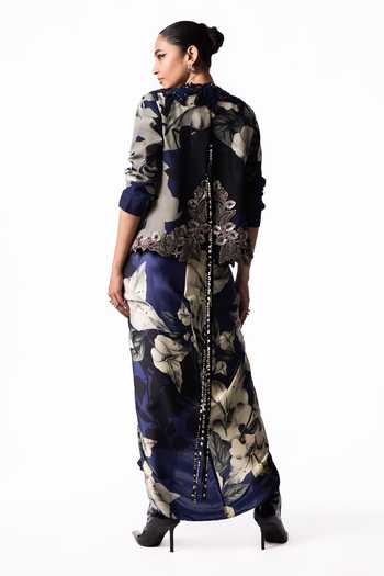 Nupur Kanoi Slit Blazer With Front Knot Skirt Set