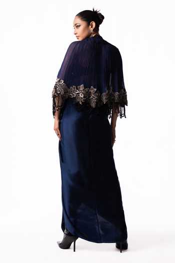 Nupur Kanoi Short Cape With Front Knot Skirt Set
