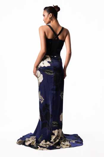 Nupur Kanoi Blue Chiffon, Crepe, Satin Sequins, Beads, Printed Slit Cape With Skirt Set Online at Aza Fashions Nupur Kanoi_Blue Chiffon, Crepe, Satin Sequins, Beads, Printed Slit Cape With Skirt Set _Online_at_Aza_Fashions