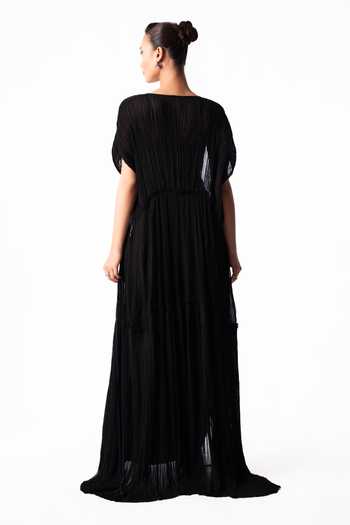 Nupur Kanoi Crushed Chiffon Jacket With Knot Skirt Set