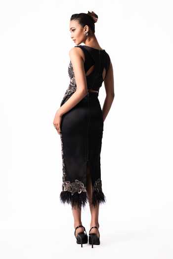 Nupur Kanoi Embroidered Bougain Top & Pencil Skirt Set