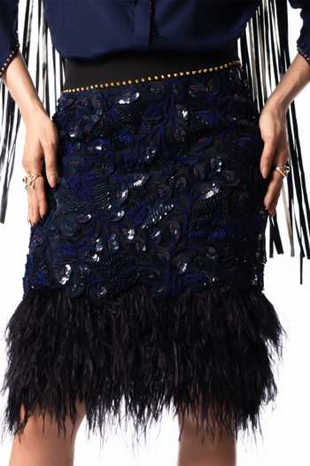 Buy Nupur Kanoi Blue Crepe, Lycra Collared Neck Studded Drawstring Shirt And Pencil Skirt Set Online at Aza Fashions Buy_Nupur Kanoi_Blue Crepe, Lycra Collared Neck Studded Drawstring Shirt And Pencil Skirt Set _Online_at_Aza_Fashions