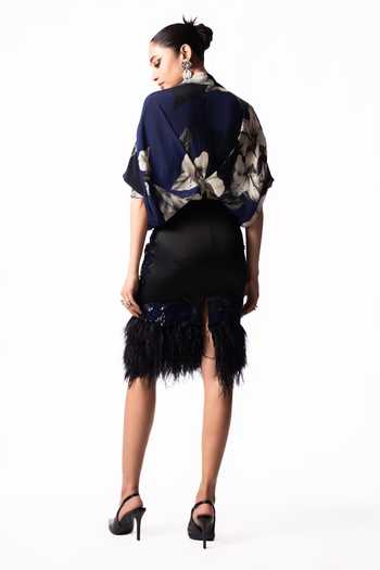 Nupur Kanoi Studded Peplum Shirt With Pencil Skirt